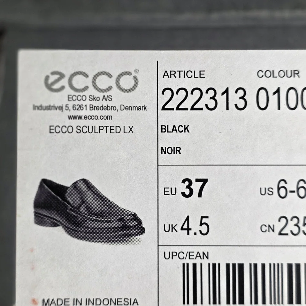 ECCO Sculpted‎ Luxe Black Leather Loafer Shoes Women EU 37 US 6-6.5 NEW